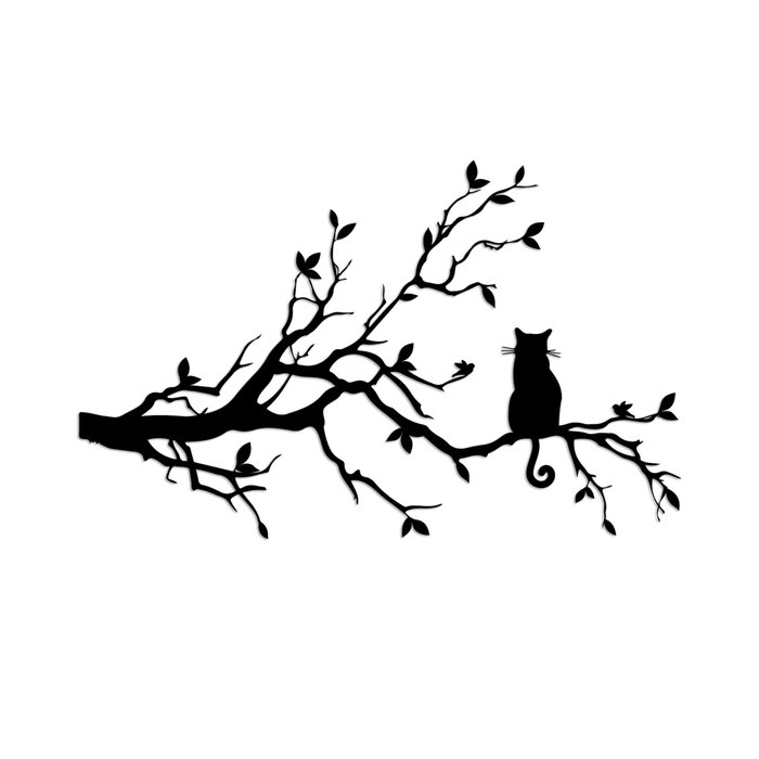 Wallity Cat 12 Escultura de Pared Metálica Negra 80x50 cm